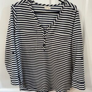 Antilia Femme Black and White Boxy Blouse with Sailor Collar